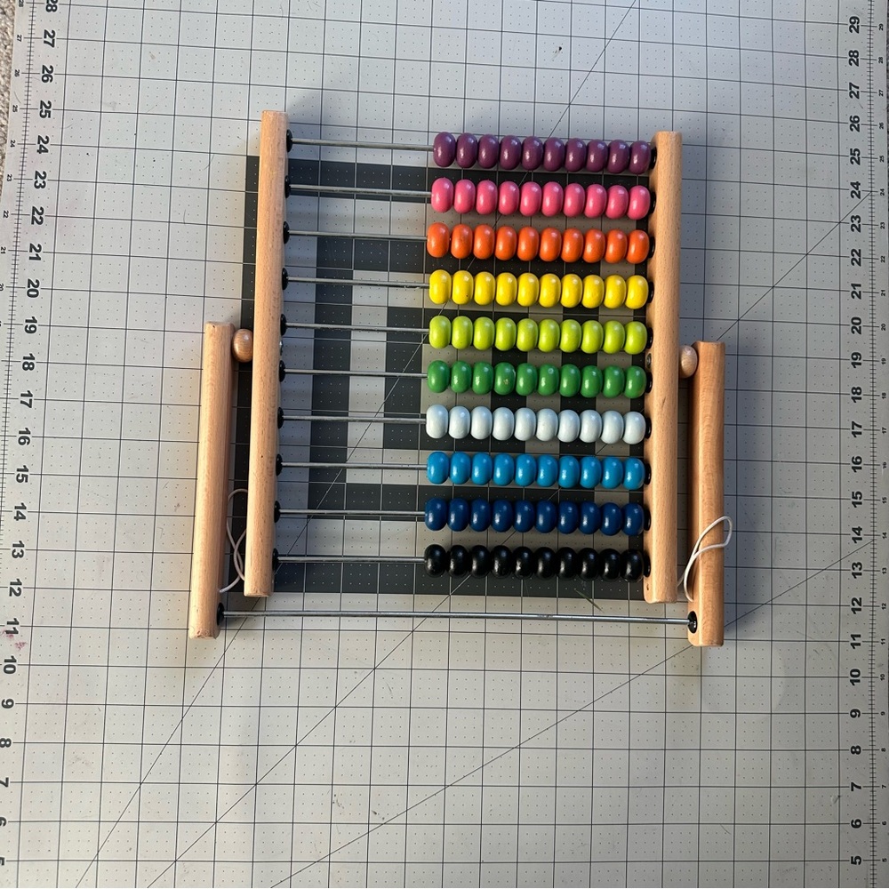 classic wooden abacus, Montessori counting frame all natural paint